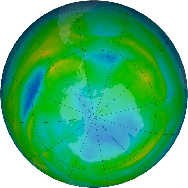 Antarctic ozone map for 22 July 2004